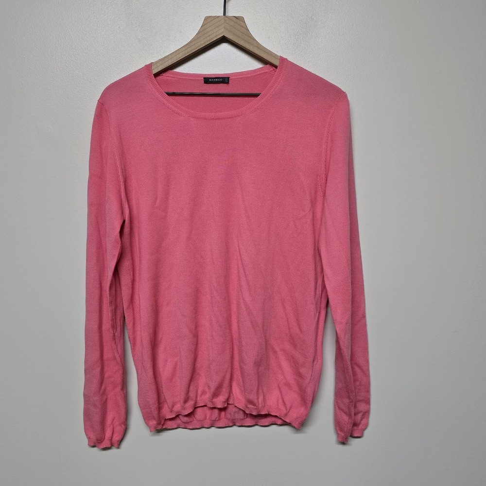 MANRICO Womens 100% Cashmere Sweater Pink Lightweight Crewneck Long Sleeve Italy